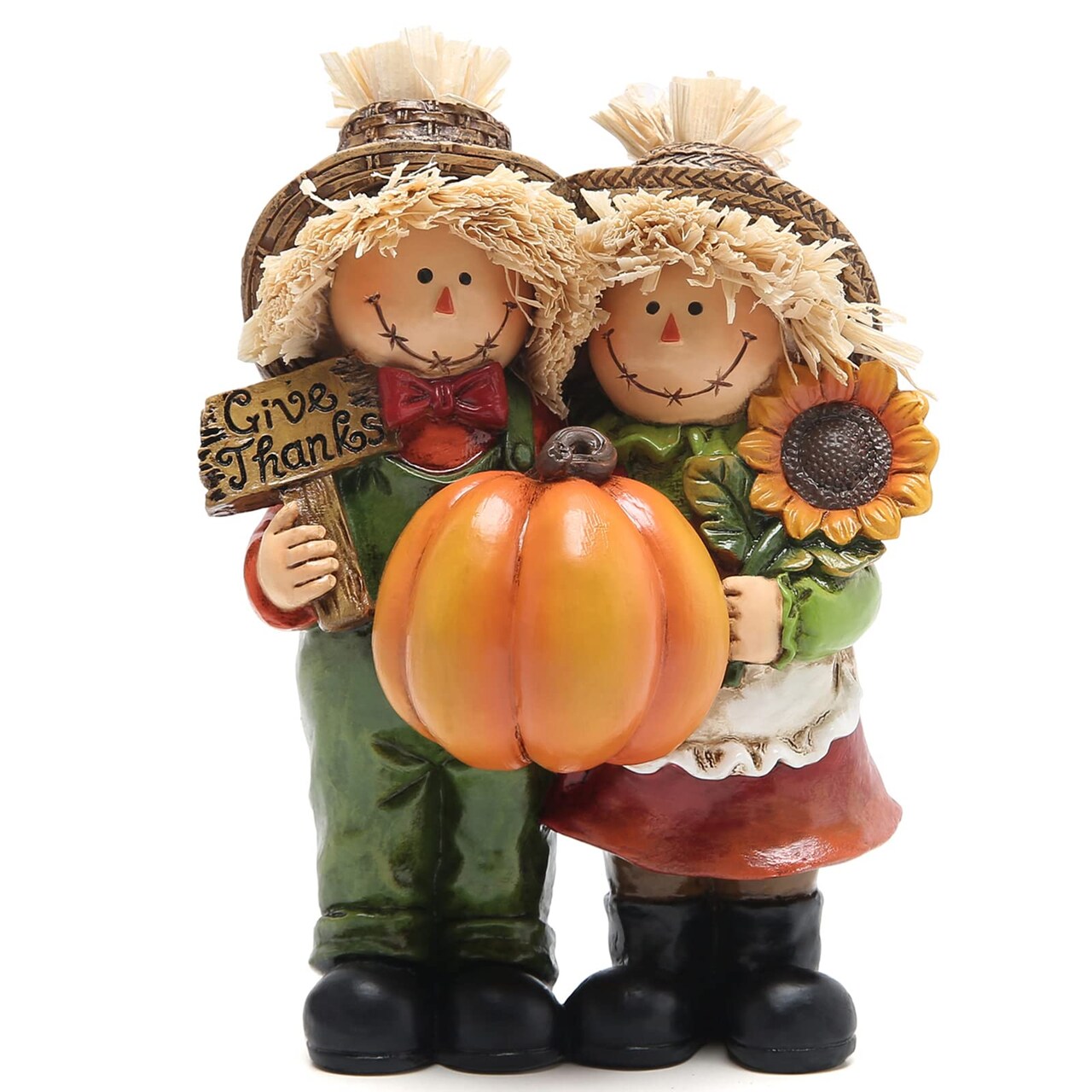 Fall Thanksgiving Scarecrow Couple Table Decorations Indoor, Resin Thanksgiving Scarecrow Figurines-Fall Thanksgiving Gifts-Fall Decorations for Home